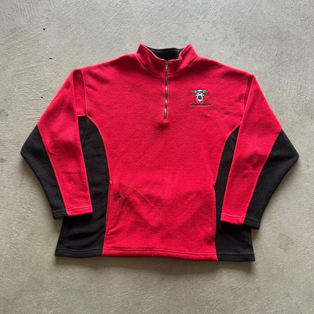 Vintage 90s Arctic Cat 1/4 Zip Sweatshirt Size Large Red Fleece Pullover Racing